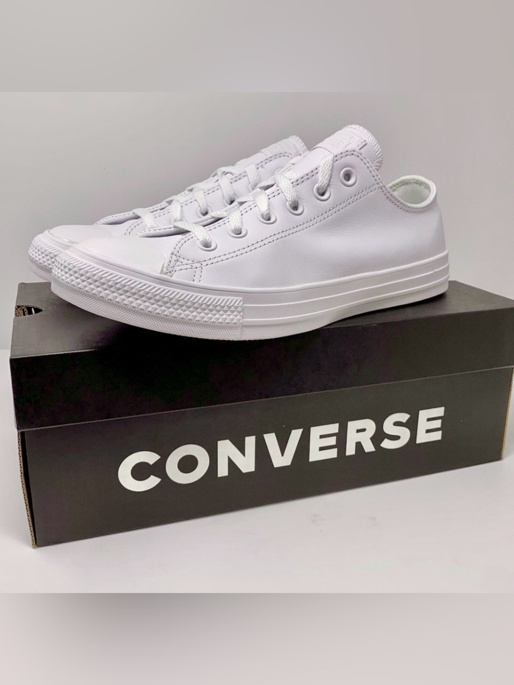 Converse Low Top Leather Women’s Sneakers, personalized “Get Rekd” on the spine